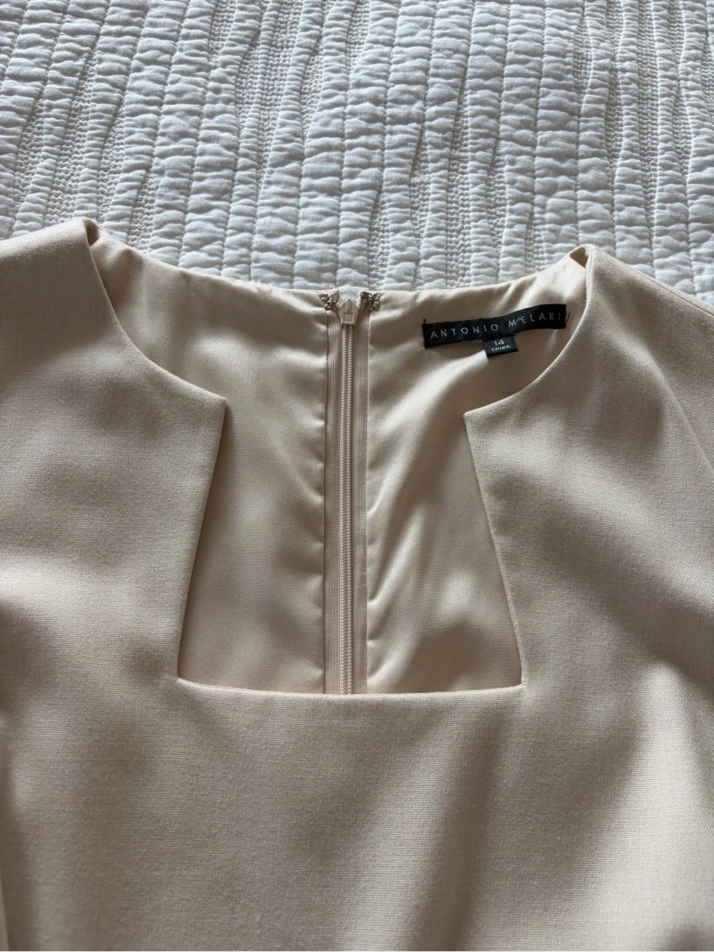 ANTONIO MELANI Cream Peplum Midi Dress